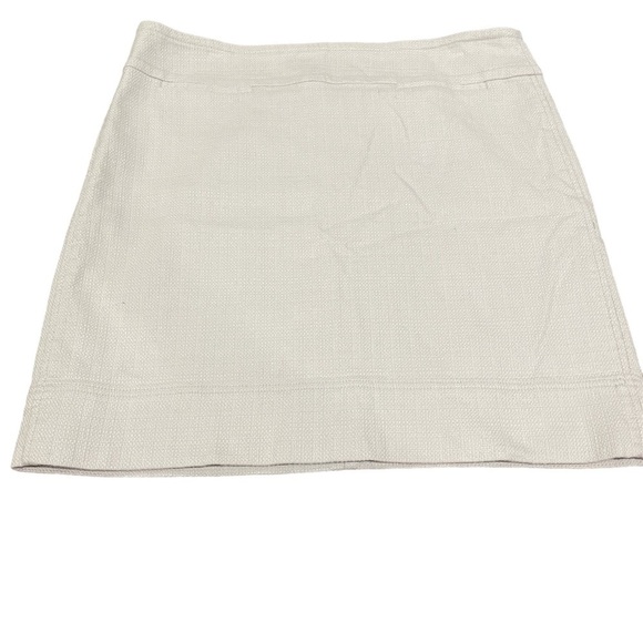 Talbots woven skirt, lined, silver zipper in the back    In oatmeal - Picture 1 of 4